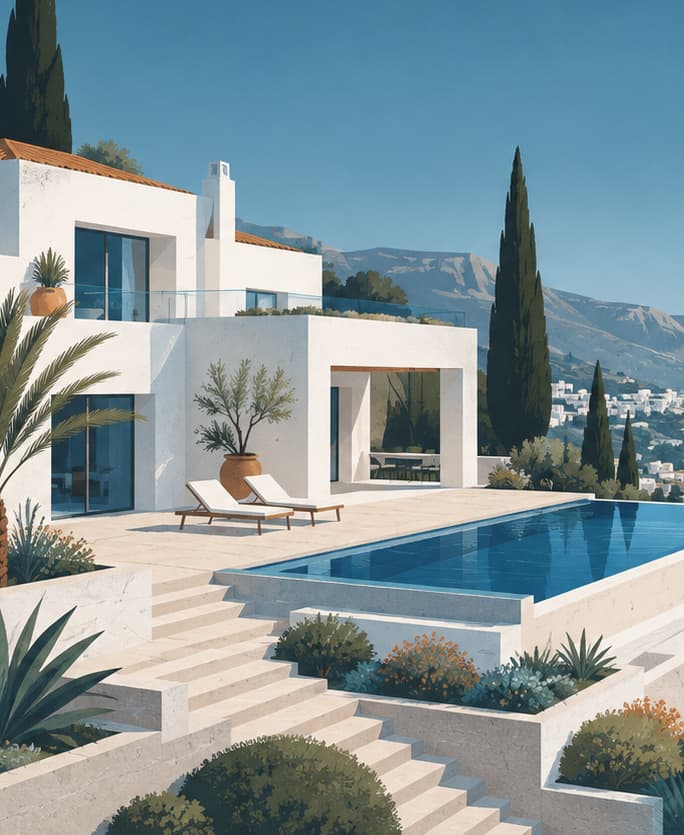 Villa moderna con piscina en Altea y vistas al mar Mediterráneo